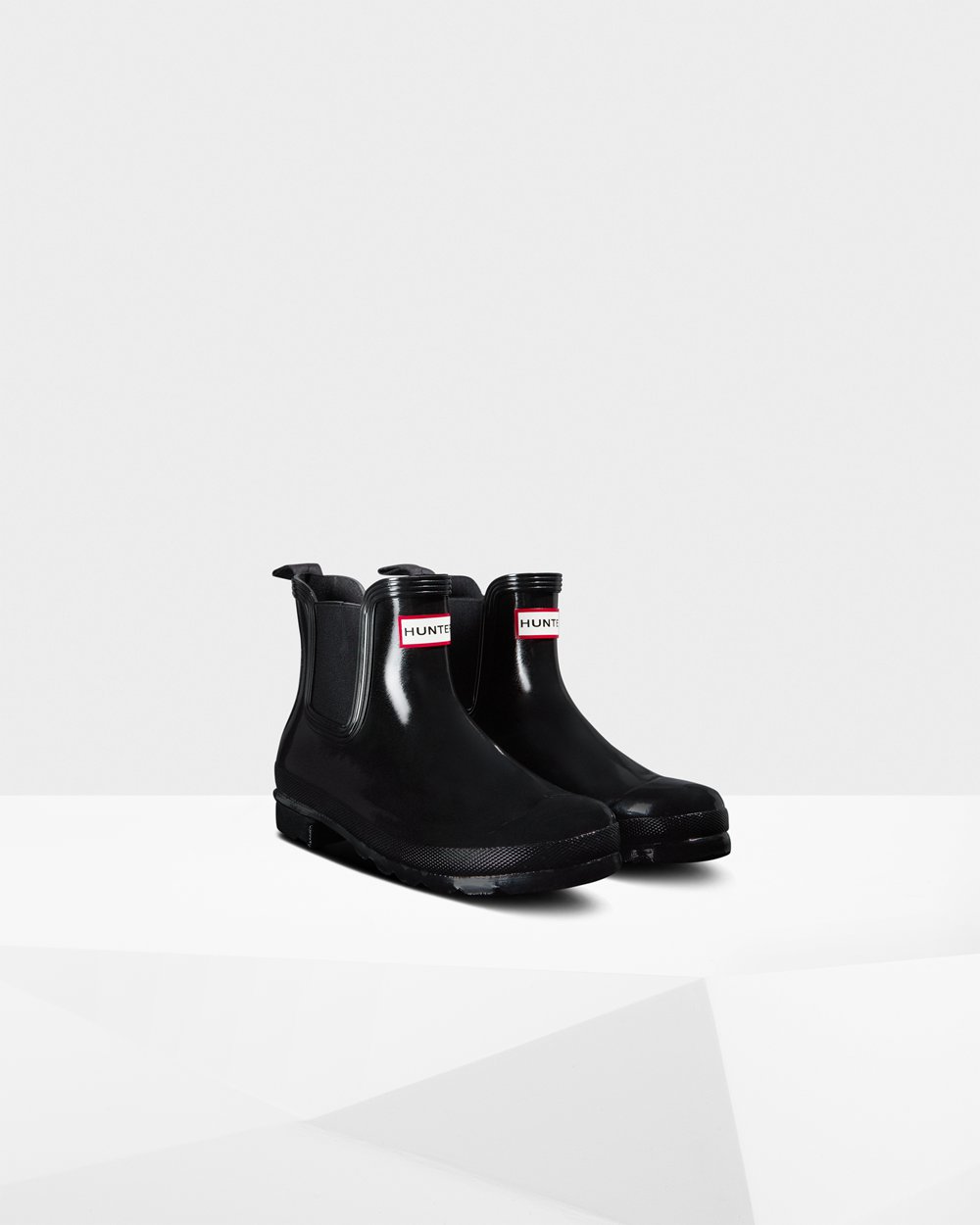 Hunter Original Gloss Chelsea Boots - Sale Clearance Womens Black - TUGZNI214